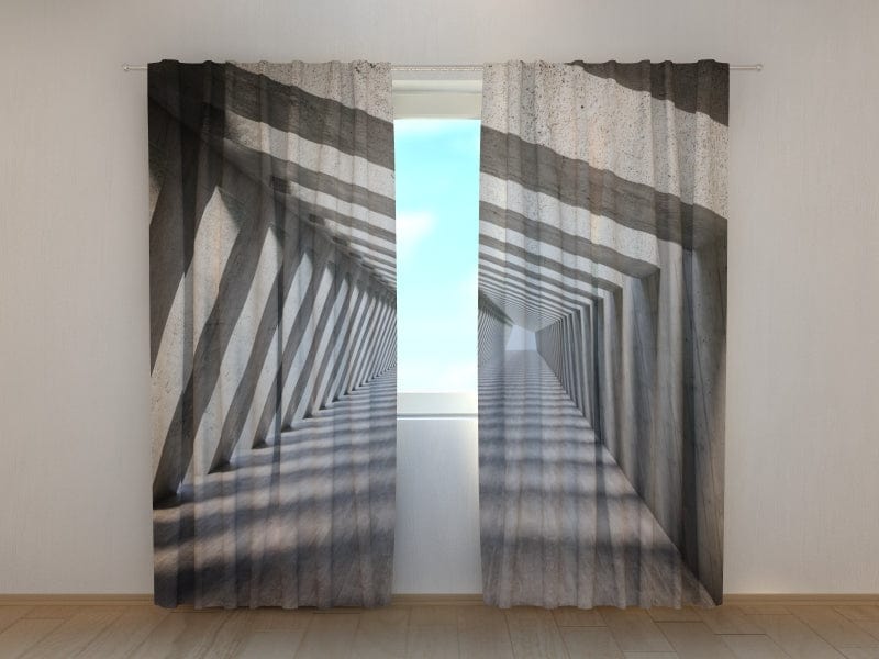 Curtains with 3D optical illusion - Stone tunnel Tapetenshop.lv