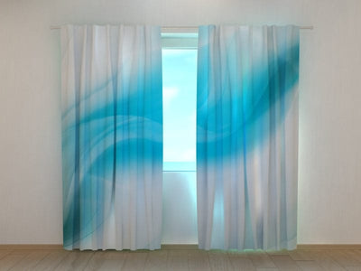 Curtains with abstraction in blue Tapetenshop.lv