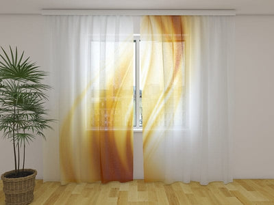 Curtains with abstract wave in gold Tapetenshop.lv