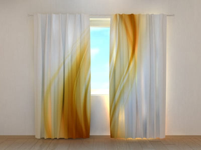 Curtains with abstract wave in gold Tapetenshop.lv