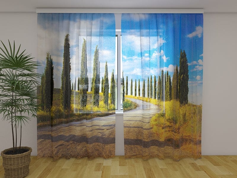 Curtains with cypresses - Cypresses in Tuscany Tapetenshop.lv