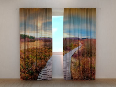 Curtains with nature trail - Beautiful autumn landscape Tapetenshop.lv
