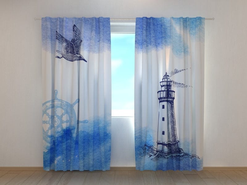 Curtains with sea motif - Watercolour sea 180 x 140 cm (2x90x140 cm) / SCREEN