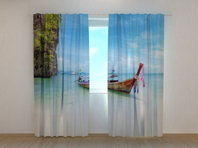 Boat curtains on Thai beach 160 x 140 cm (2x80x140 cm) / SCREEN