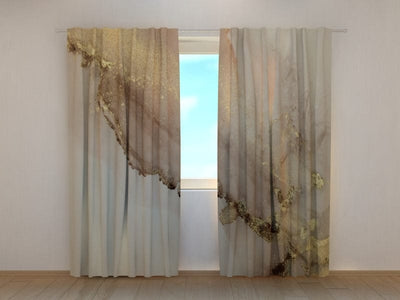 Curtains with marble pattern - Beige marble with gold Tapetenshop.lv