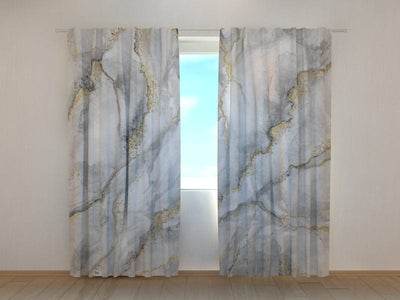 Curtains with marble pattern - Grey marble with gold strands Tapetenshop.lv