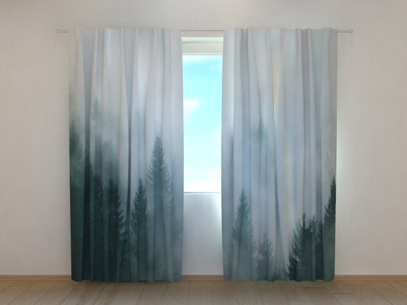 Curtains with misty forest - Beautiful mist in the forest Tapetenshop.lv