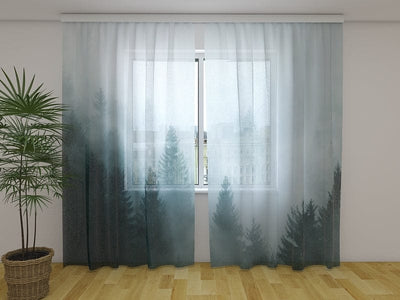 Curtains with misty forest - Beautiful mist in the forest Tapetenshop.lv