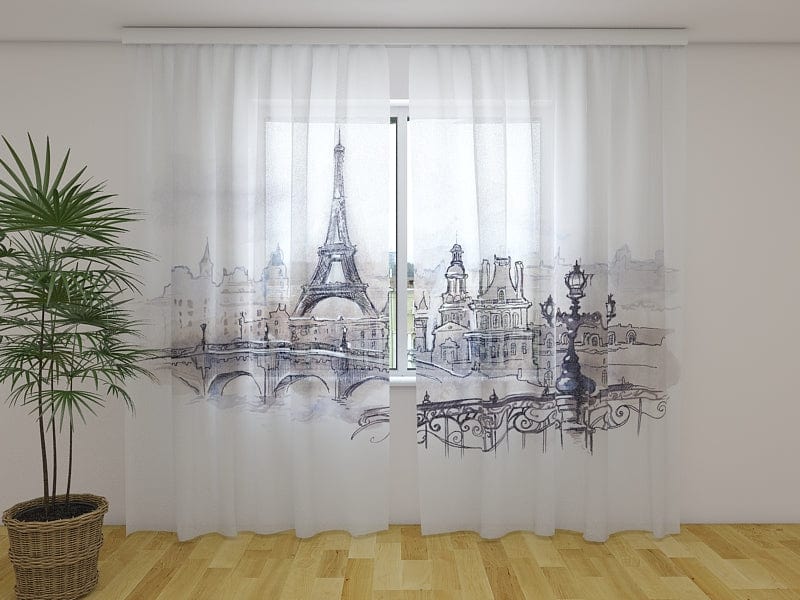 Curtains with Paris and Eiffel Tower - Watercolour Paris Tapetenshop.lv
