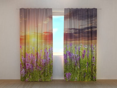 Curtains with meadow flowers - Meadow in the sunset Tapetenshop.lv