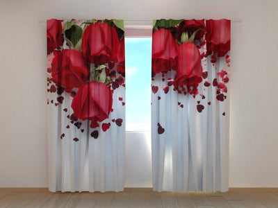 Curtains with roses - Love roses Tapetenshop.lv