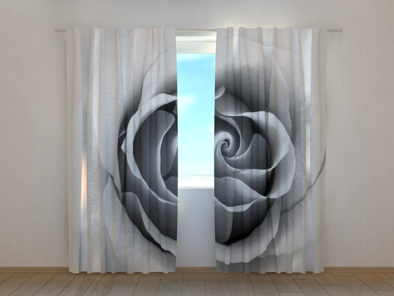 Curtains with roses - Grey rose Tapetenshop.lv