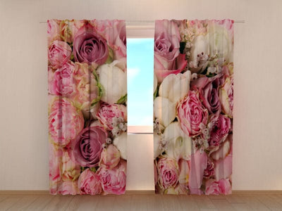Curtains with roses - Pink dream Tapetenshop.lv