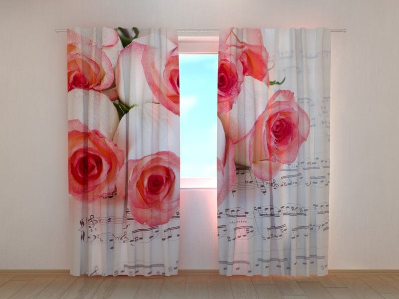 Curtains with roses - Rose music Tapetenshop.lv