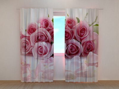 Curtains with roses - Rose petals Tapetenshop.lv