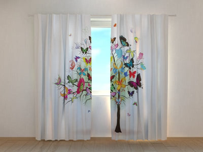 Curtains with butterflies - Butterfly tree Tapetenshop.lv