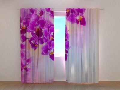Curtains with flowers - Raspberry softness