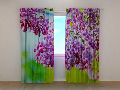 Curtains with flowers - Lilac Time Tapetenshop.lv