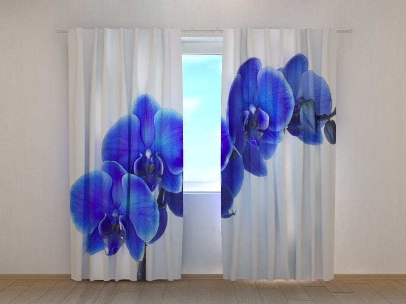 Curtains with flowers - Lovely sapphire Tapetenshop.lv