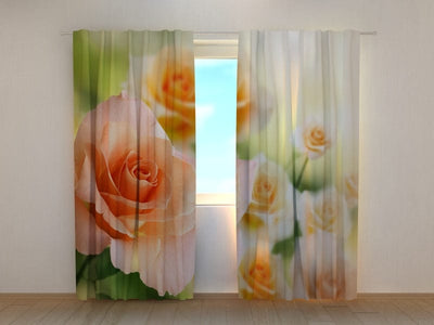 Curtains with flowers - Bridal roses Tapetenshop.lv