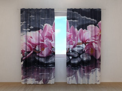 Curtains with flowers - Orhideja 1 Tapetenshop.lv