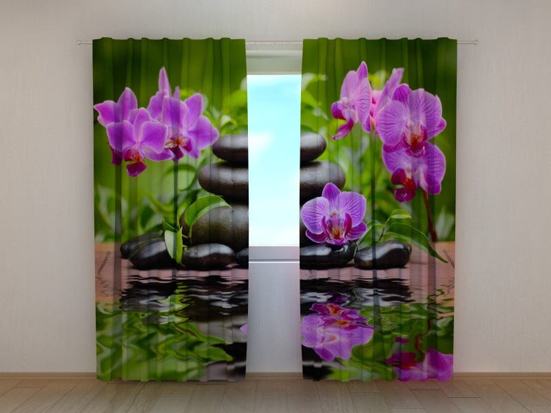 Curtains with flowers - Orchids in the garden Tapetenshop.lv