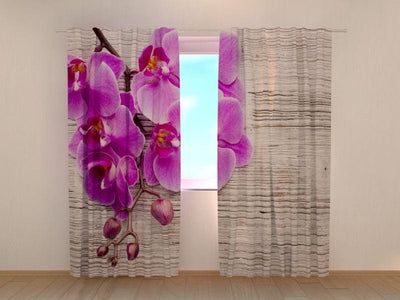 Curtains with flowers - Orchids and tree 2