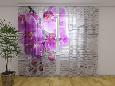 Curtains with flowers - Orchids and tree 2