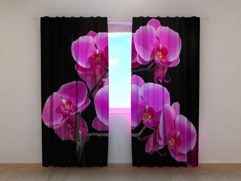 Curtains with flowers - Orchid branch Tapetenshop.lv