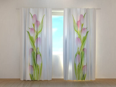 Curtains with flowers - Pink tulips Tapetenshop.lv