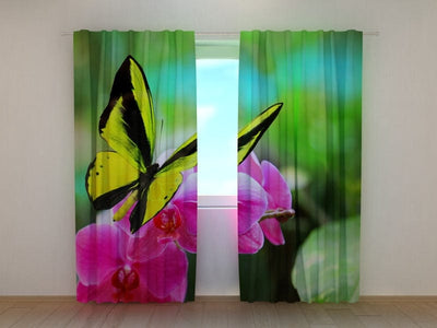 Curtains with flowers - Bright colours Tapetenshop.lv