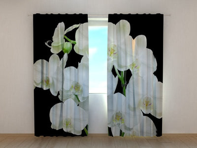 Curtains with flowers - Yin Yang orchid Tapetenshop.lv