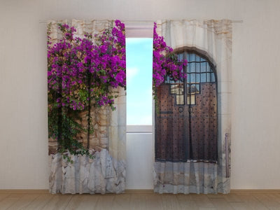 Curtains with flowers - Blooming courtyard