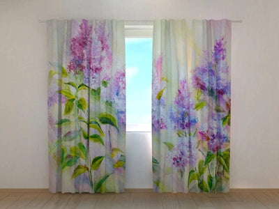 Curtains with floral motifs - Lilac bush at sunrise Tapetenshop.lv