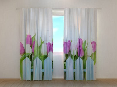 Шторы с цветочными мотивами - Садовые тюльпаны Tapetenshop.lv