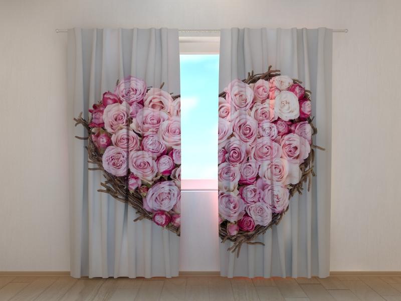 Curtains with floral motifs - HEART OF LOVE Tapetenshop.lv