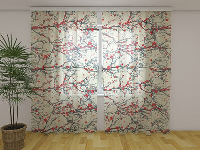 Curtains with floral motifs - Cherry blossom Tapetenshop.lv