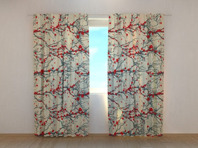 Curtains with floral motifs - Cherry blossom Tapetenshop.lv