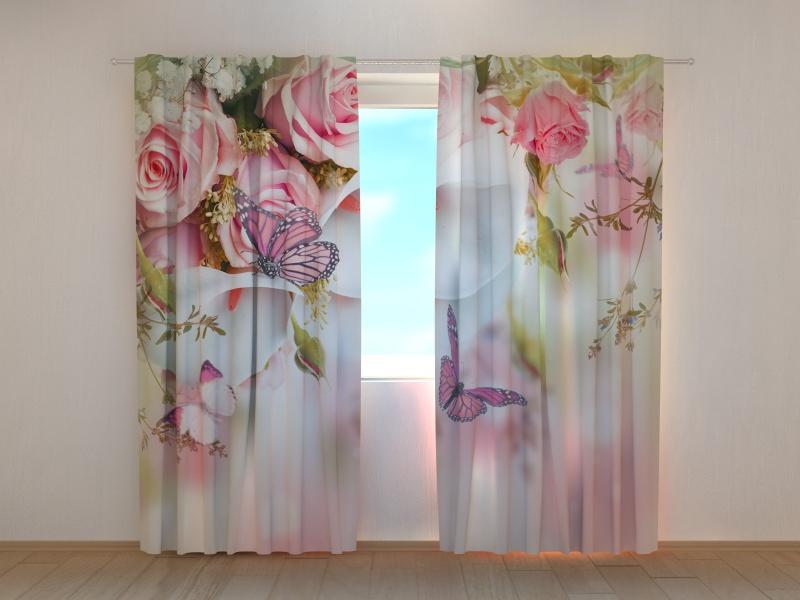 Curtains with floral motifs - Kiss of Spring Tapetenshop.lv