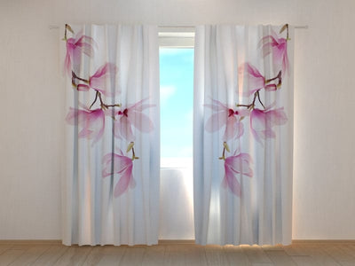 Curtains with floral motifs - Spring magnolia branch Tapetenshop.lv