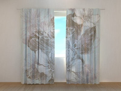 Curtains with floral pattern - Stylized flowers Tapetenshop.lv