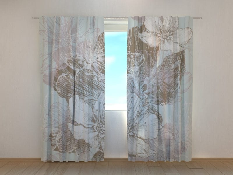 Curtains with floral pattern - Stylized flowers Tapetenshop.lv