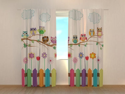Шторы для детской комнаты - Веселые совы Tapetenshop.lv