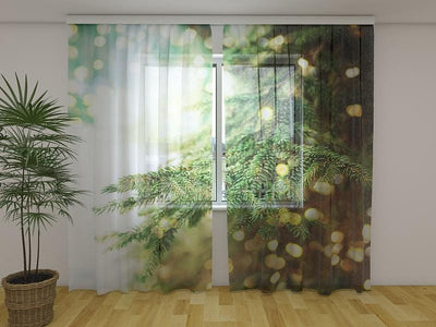 Curtains Christmas tree 180 x 140 cm (2x90x140 cm) / Chiffon