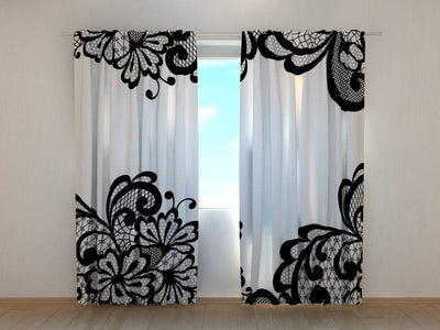 Curtains Elegant black lace Tapetenshop.lv
