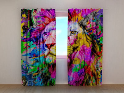 Шторы для молодежной комнаты - Креативный разноцветный лев Tapetenshop.lv