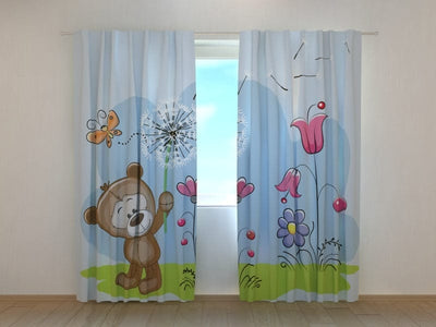 Curtains Bear on the meadow Tapetenshop.lv