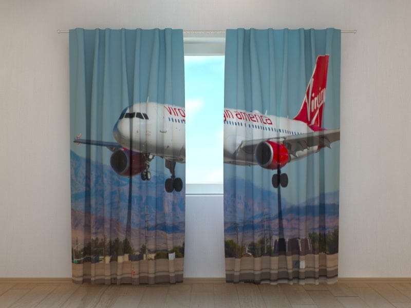 Aizkari jauniešu un bērnu istabai - Lidmašīna Virgin America Tapetenshop.lv