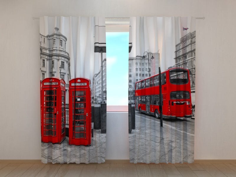Dienas un nakts aizkari guļamistabai - Londonas autobuss Tapetenshop.lv