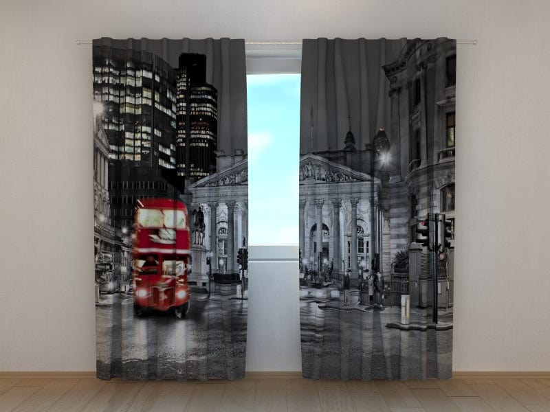 Curtains London red double decker bus